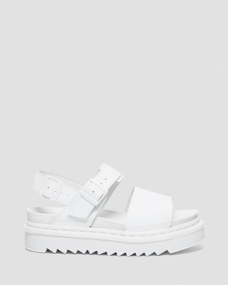 Dr Martens Voss Mono Hydro Læder Gladiator Sandaler Dame Hvide | DK 304XYU